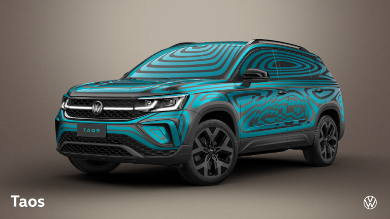 Read more about the article Volkswagen apresenta o Taos com uma camuflagem vibrante